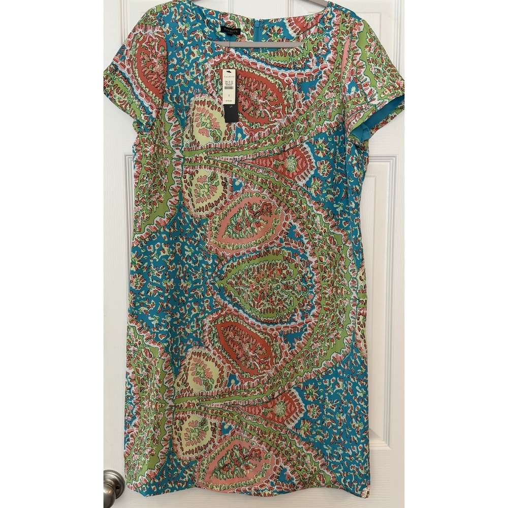 Talbots NWT 100% Silk Dress 12 Seaside Paisley Lined Y2K‎ Church Work Wedding